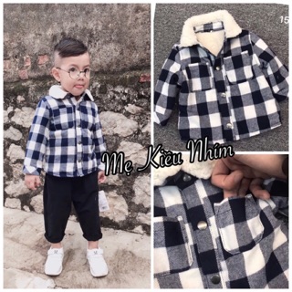 Áo khoác kẻ caro lót lông cừu