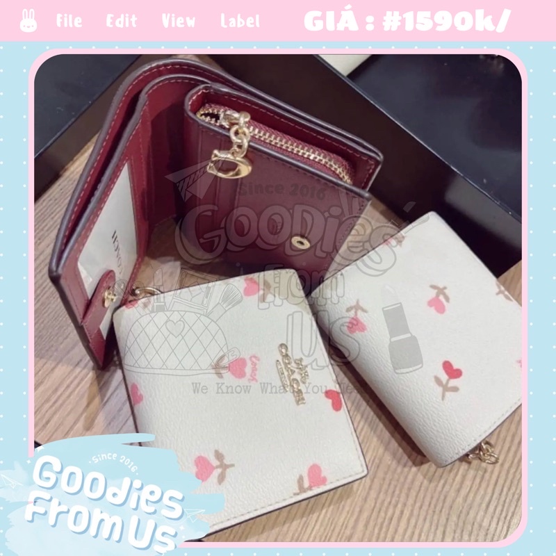 Ví 𝙲-𝙾-𝙰-𝙲-𝙷 snap wallet with heart floral print  SALE 60% + Extra 20% !!