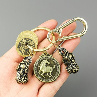 Móc khoá xe máy ô tô, móc khoá phong thuỷ, có đồng xu quả bầu thu hút tài lộc, tỳ hưu giữ của cải gia chủ, có móc đeo