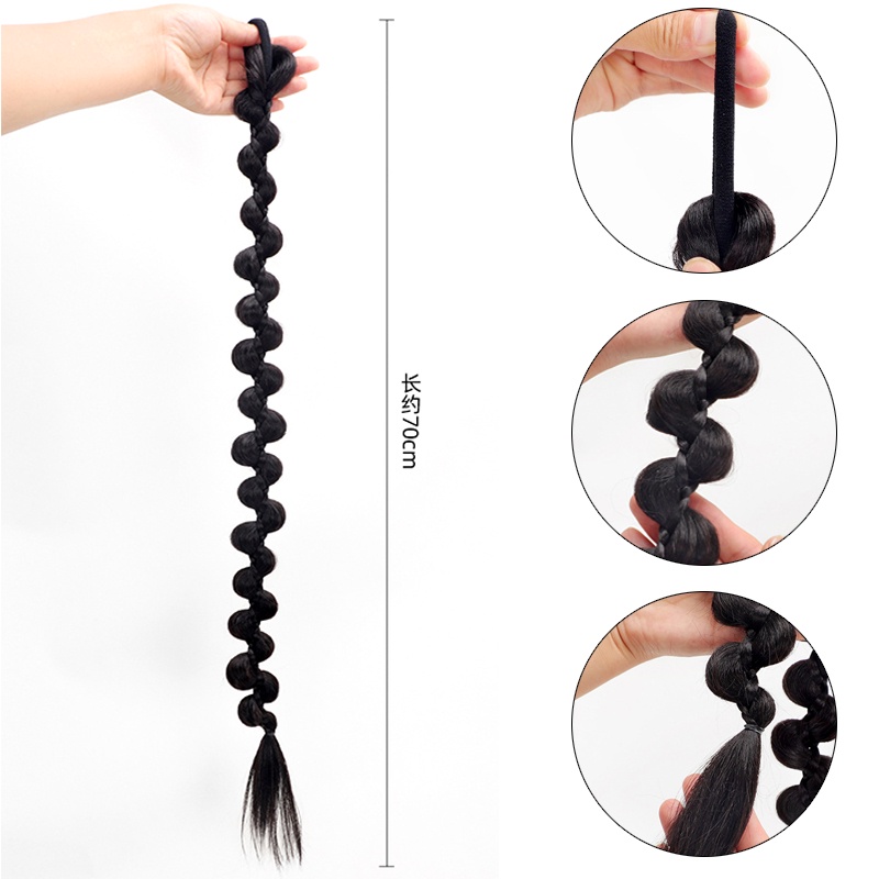 Bộ 2 tóc giả WIGSIN đuôi ngựa dài 70cm màu đen/ hồng/ xám có dây cao su đàn hồi