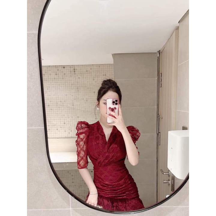 ĐẦM REN NỮ KIỂU DÁNG TAY CON CÓ LÓT DỰ TIỆC KẾT HỢP ĐI LÀM CÔNG SỞ SIÊU ĐẸP PU HHP FASHION