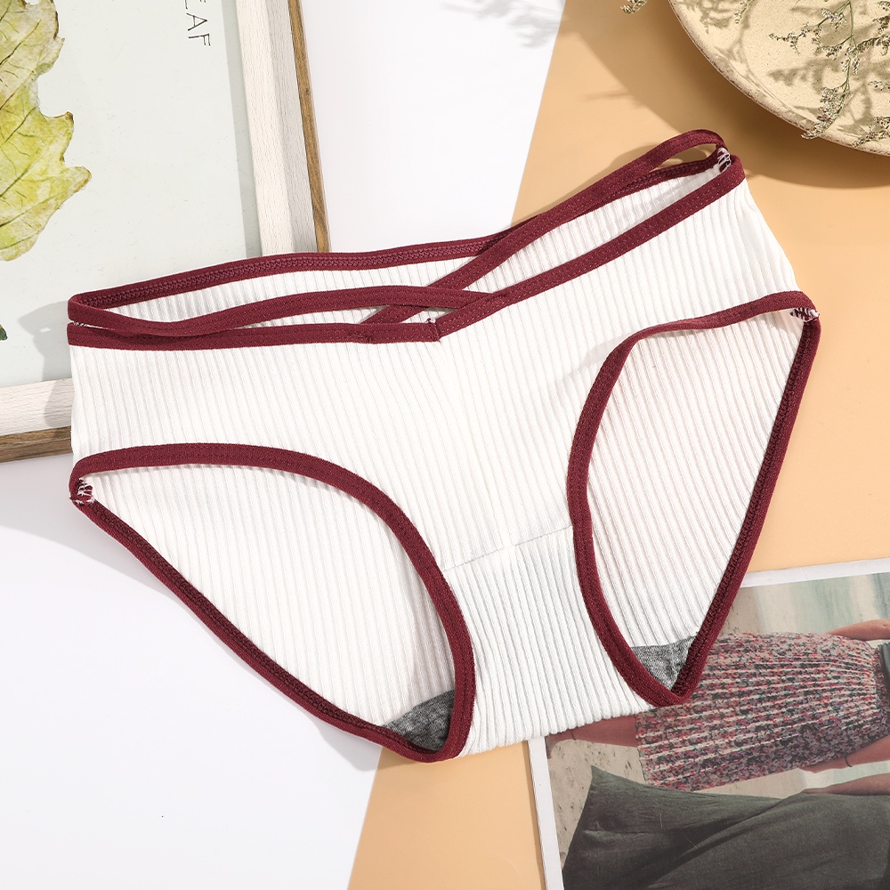 Quần lót cotton AIJOLEN màu trơn viền màu lưng thấp không đường may thoáng khí cho nữ