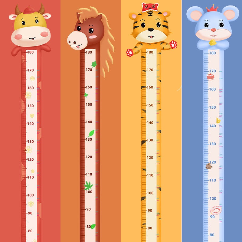 Miếng Dán Tường Đo Chiều Cao Cho Bé Hình Động Vật Hoạt Hình Dễ Thương