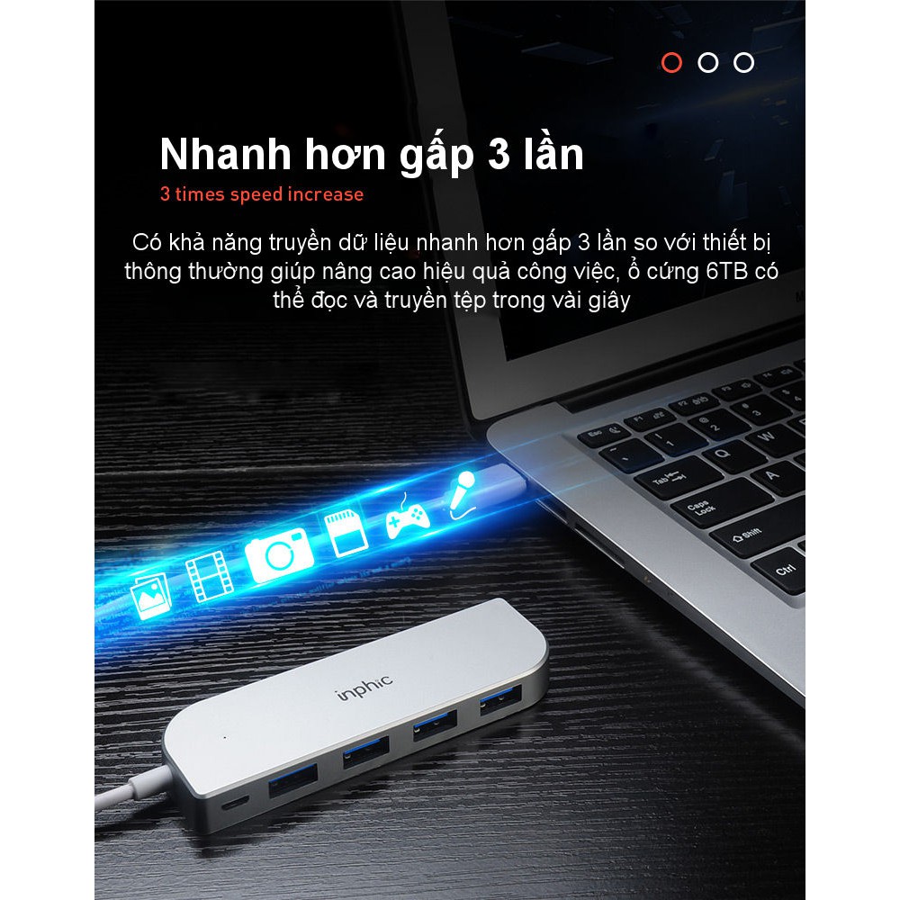 Hub USB 2.0 Năm Cổng INPHIC H6 Hỗ Trợ Tất Cả Các Dòng Máy Tính Để Mở Rộng Thêm Cổng USB - Chính Hãng