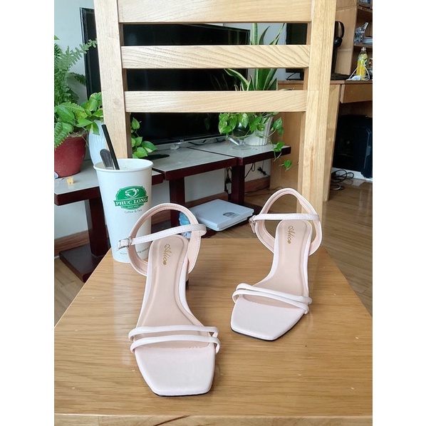 ( Hình Thật ) Giày Dép Sandal Gót Trụ 5P, Da Mờ, Mũi vuông - Hàng Cao Cấp - Full Size 34-40