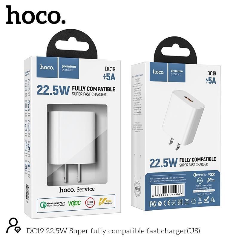 Bộ Sạc Nhanh Hoco DC19 Micro/Lightning/Type-C (22,5W - 5A)- Hỗ trợ sạc siêu nhanh - Bảo hành 6 tháng