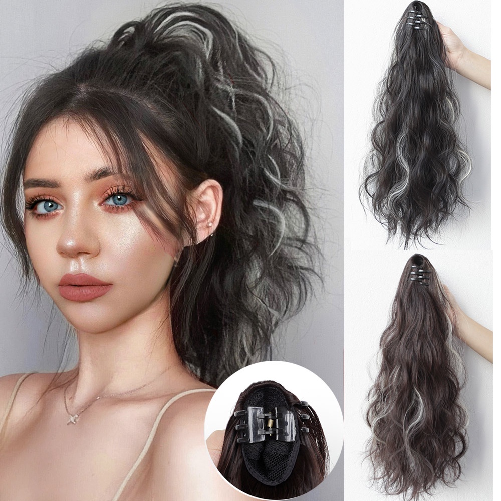 Tóc Giả Đuôi Ngựa Dài Xoăn Gợn Sóng Bằng Sợi Tổng Hợp