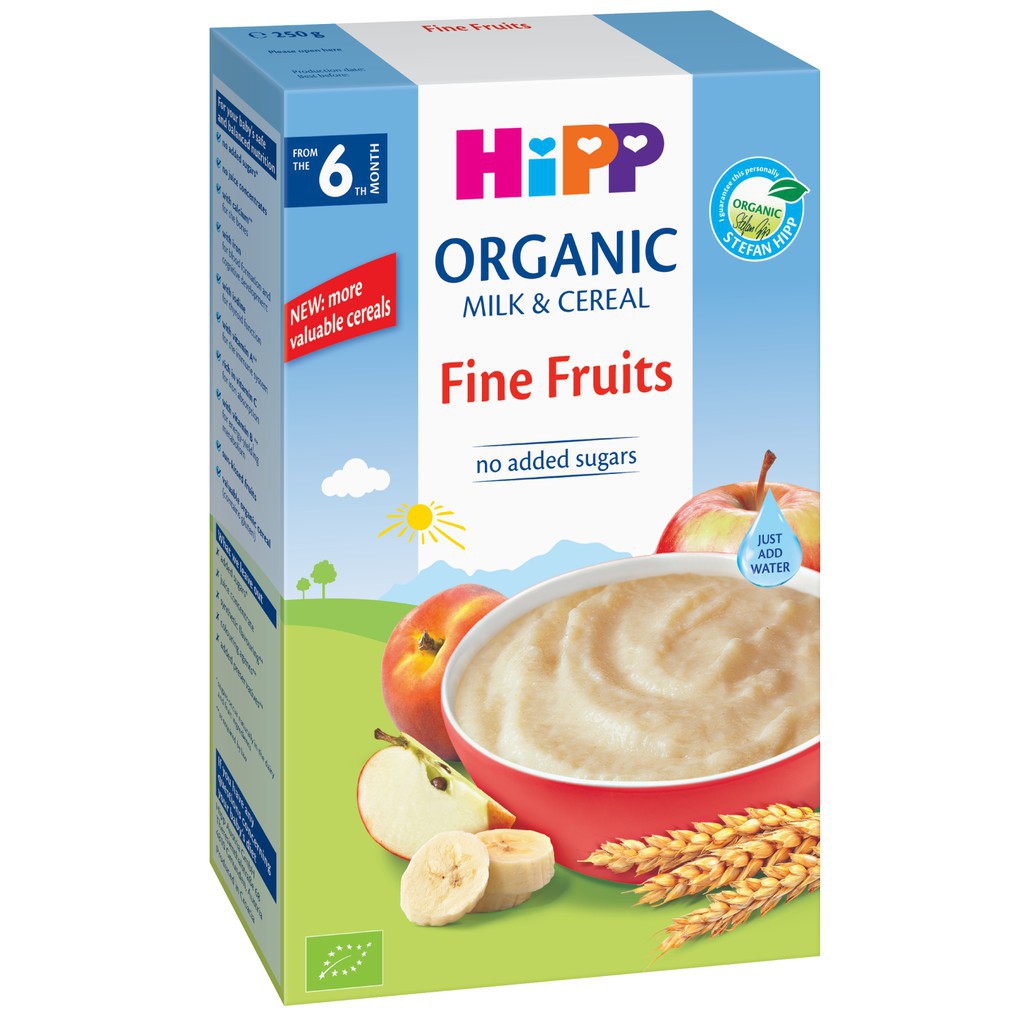 Bột ăn dặm HiPP 250g dinh dưỡng hoa quả tổng hợp (Táo, Chuối, Lê, Mơ)