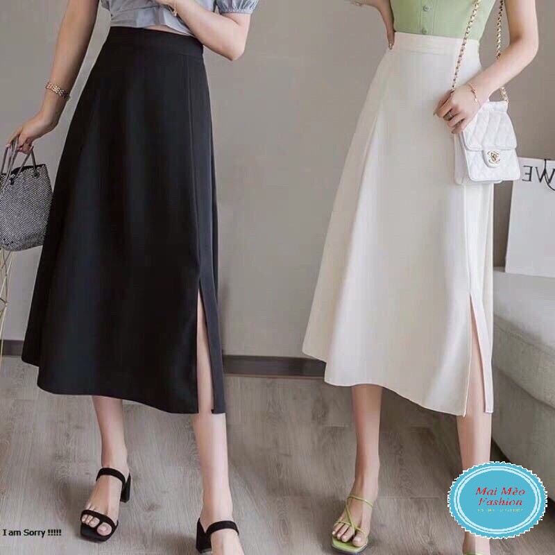 CHÂN VÁY DÀI XẺ CẠNH ULZZANG,CHÂN VÁY A XẺ CẠNH