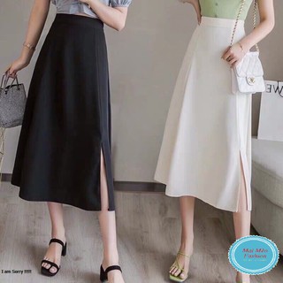 CHÂN VÁY DÀI XẺ CẠNH ULZZANG,CHÂN VÁY A XẺ CẠNH