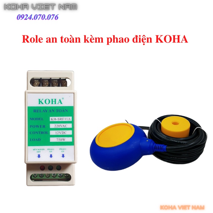 Rơle an toàn cho Phao điện kèm theo 1 phao điện tròn kín nước KOHA - Tiết diện 0.75mm siêu bền - 16A