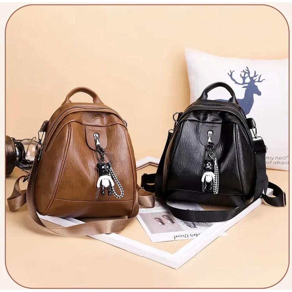 Balo chuột da vỡ size 27cm màu nâu, đen