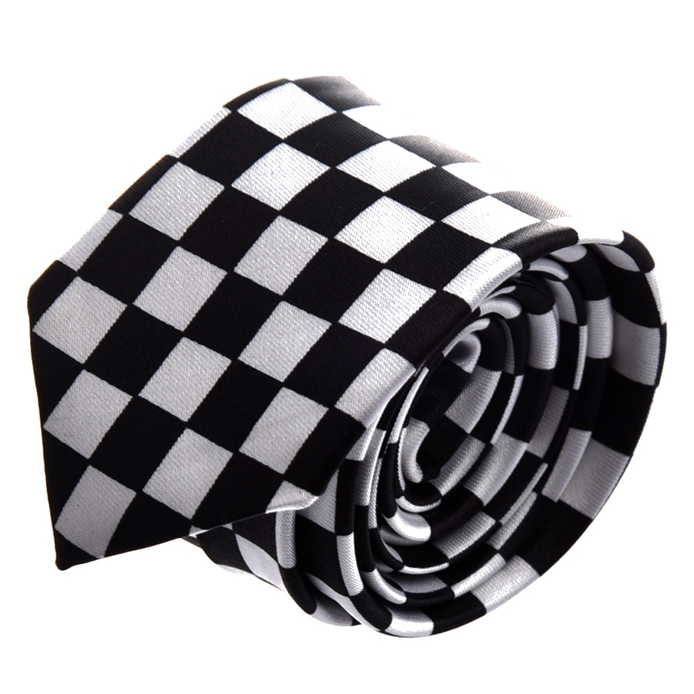 Cà vạt họa tiết kẻ sọc caro màu trắng đen kiểu dáng thời trang dành cho nam#H1