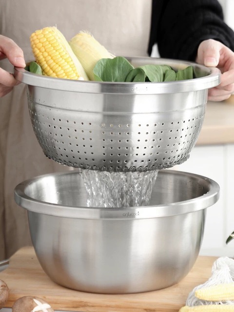 Bộ thau rổ inox 304 Onlycook loại mờ 6 bộ (Size 22,24,26,28,30,32cm)