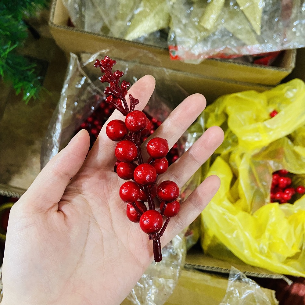 Set 6 Chùm quả mọng trang trí cây thông Noel Nguyên Liệu Pha Chế Sỉ Hà Nội
