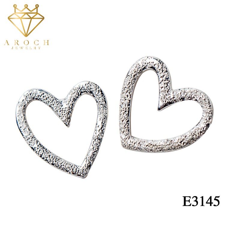 Khuyên tai bạc Ý s925 Simple Heart E3145 - AROCH Jewelry