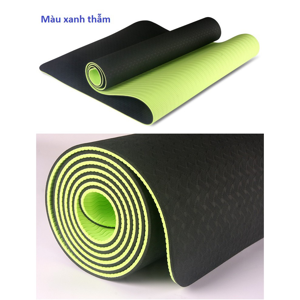 SALE CUỐI NĂM : Thảm Yoga TPE EcoFriendly 2 lớp cao cấp dày 6mm tặng túi lưới đựng,chai xịt  thảm chuyên dụng