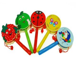 Trống gỗ cầm tay dễ thương cho bé yêu (Loại Tròn_B3-1)