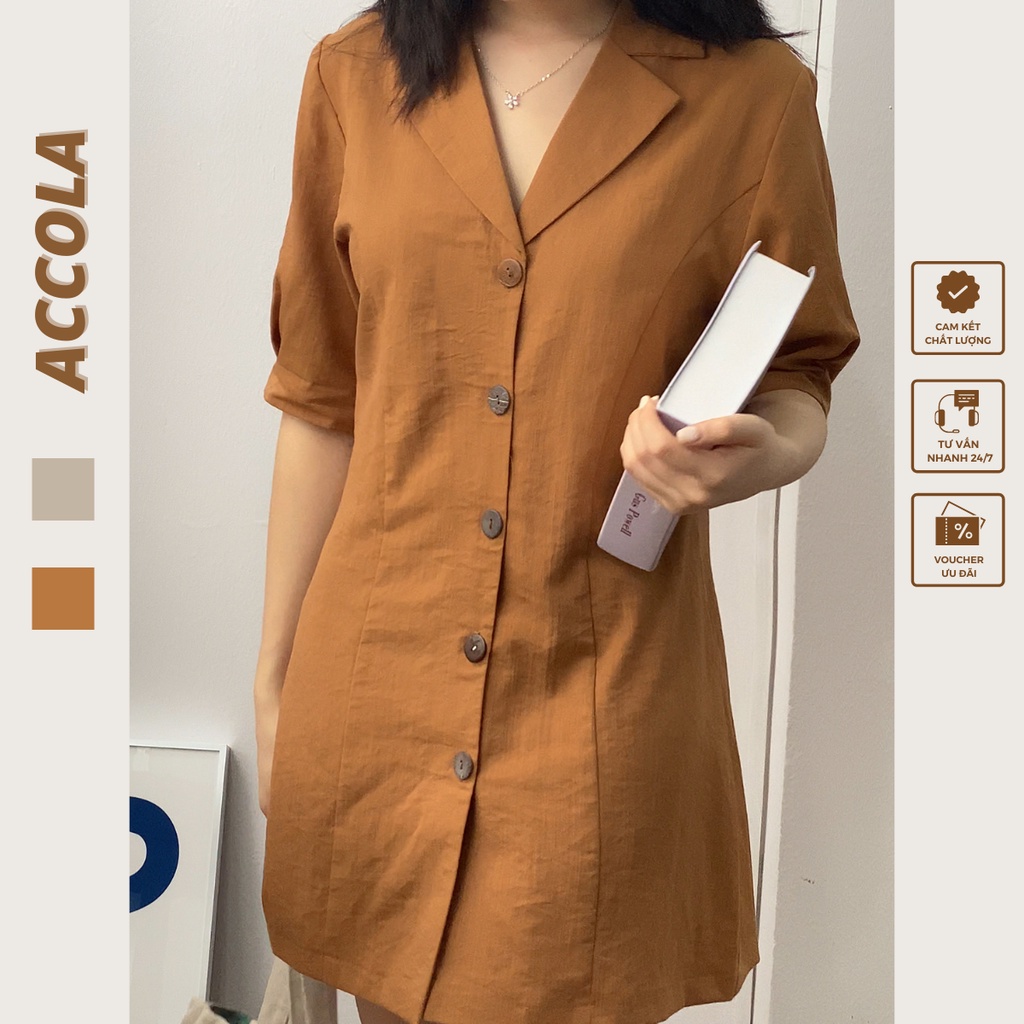 Đầm váy ngắn hàn quốc chất liệu linen by Accola Made 1202 | BigBuy360 - bigbuy360.vn