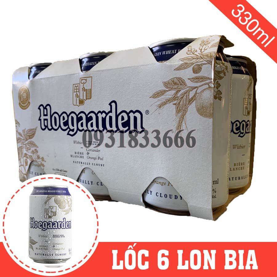 [LỐC 6] Bia Bỉ Hoegaarden 4,9% Lon 330ml