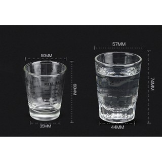 Ly thủy tinh đong định lượng espresso nhiều size