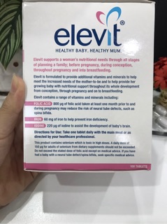 ELEVIT Bầu Úc_100v, có tem Chemist