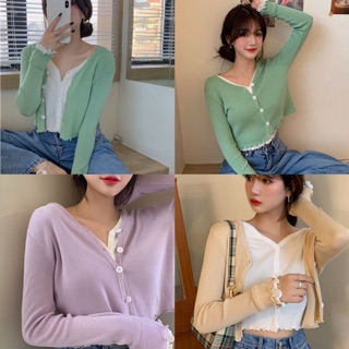 [SẴn Tím] Len Mỏng Croptop 2 in 1 ( Có ảnh thật )