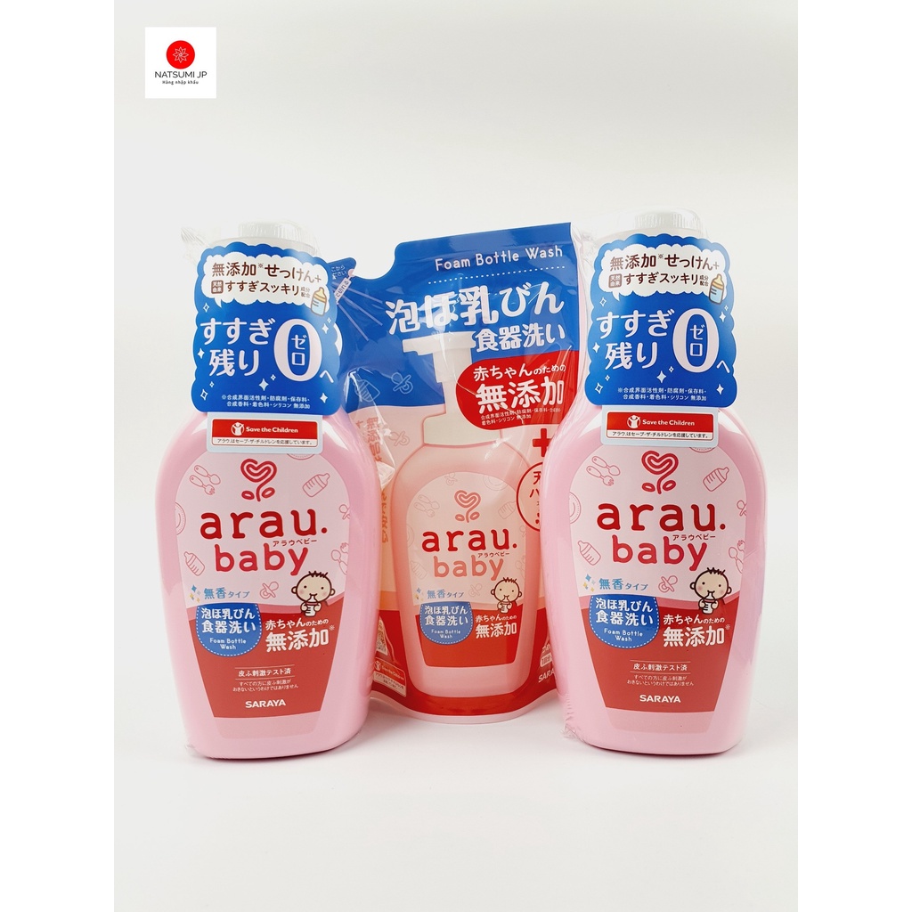 Nước rửa bình sữa Arau Baby Nhật chai 500ML/túi 450ML
