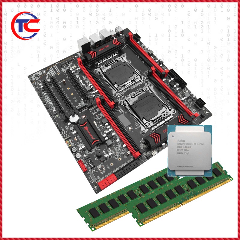 ComBo Main Huananzhi X99 Dual T8D + Dual E2673 V3 + Ram 32GB