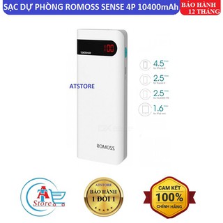 Sạc Dự Phòng Romoss Sense 4P 10400mAh Chính Hãng Màn Hình LCD Hiện Thị
