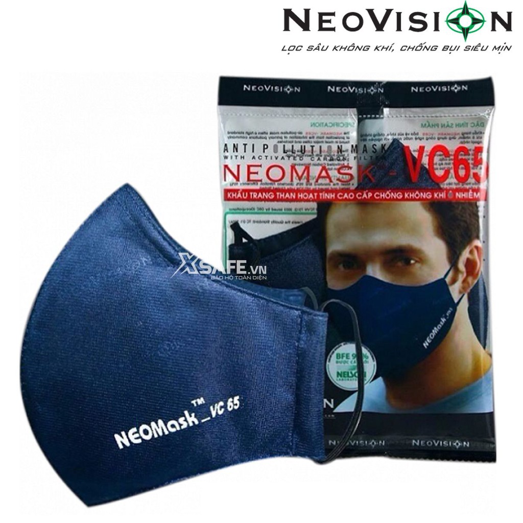 Khẩu trang than hoạt tính Neovision Neomask VC65 kháng khuẩn, chống bụi mịn, màng lọc hoạt tính