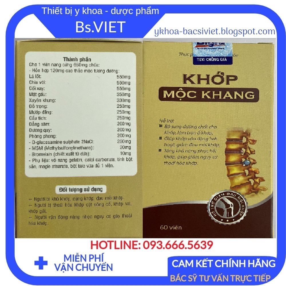 Chính hãng Khớp mộc khang -Hỗ trợ đau nhức xương khớp, thoát vị đĩa đệm, khô khớp, cứng khớp, thoái hóa cột sống cổ, vai