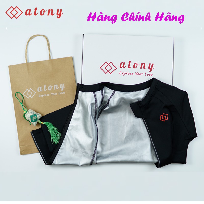 Bộ Đồ Tập Sinh Nhiệt Đổ Mồ Hôi Giảm Mỡ Bụng ATONY Cao Cấp - Set 3: Áo Khoác Ngắn Tay + Áo Ngực + Quần Tan Mỡ