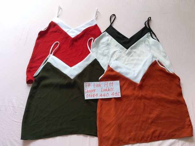 Áo 2 dây phối màu ( hình thật)