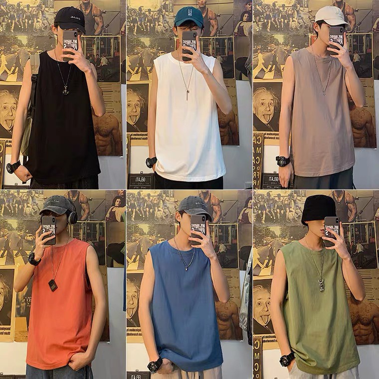 Áo ba lỗ - Áo Tank Top unisex TRƠN co giãn thấm hút mồ hôi, chất liệu cotton siêu mát, đường may kĩ, hàng cao cấp