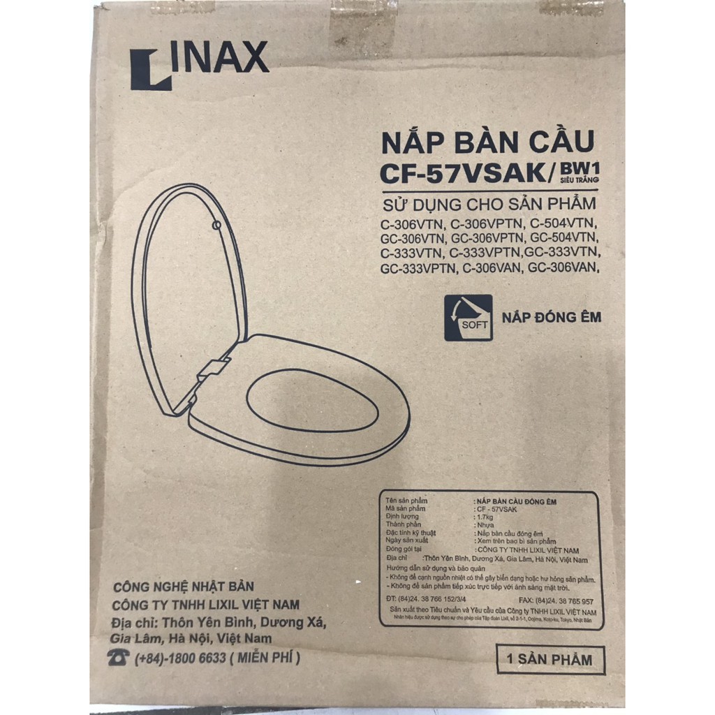 Nắp bàn cầu êm inax 504 - 306 - 333 hàng chính hãng