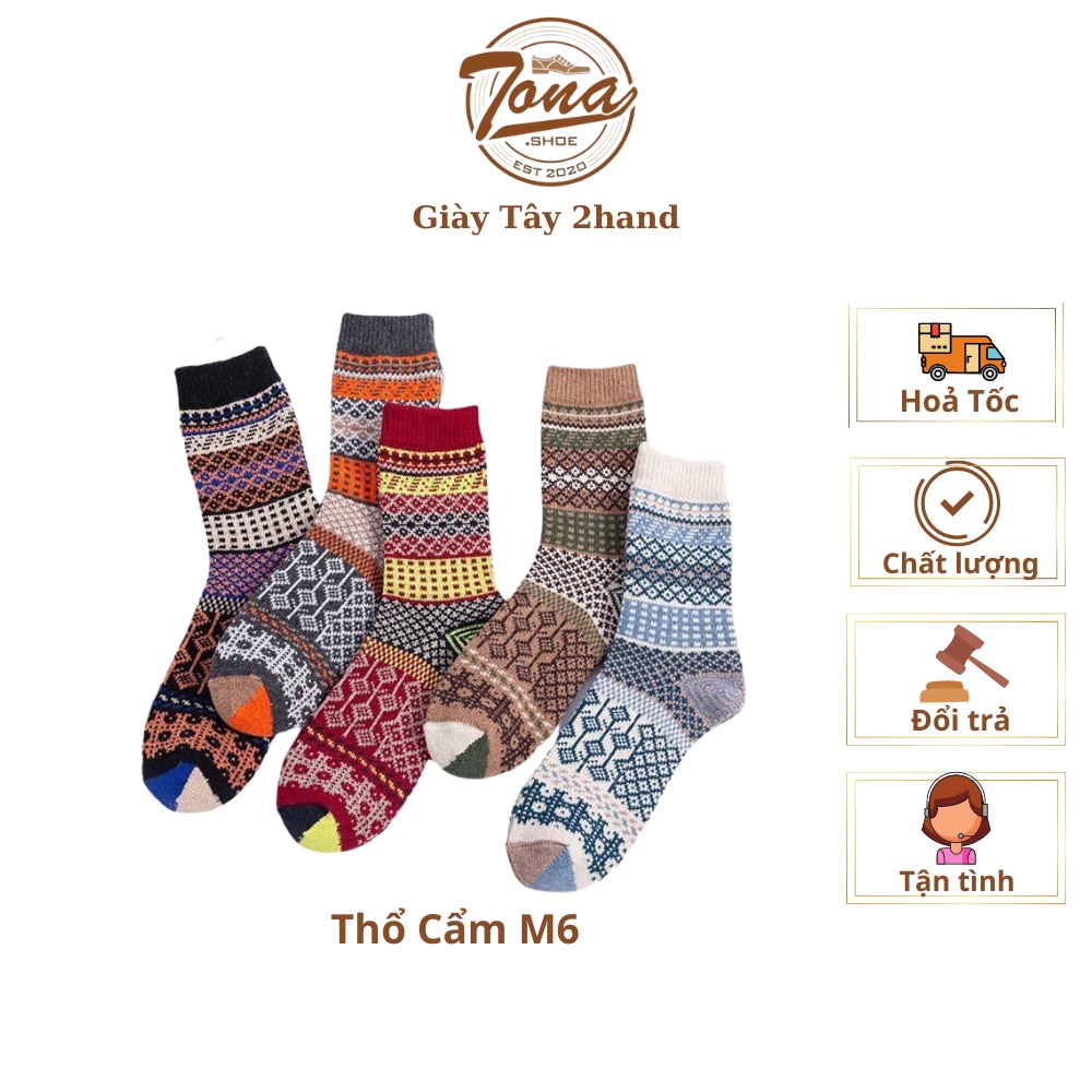 [TonaShoe] Tất Thổ Cẩm Hoạ Tiết Thoi Vintage Nam Nữ M6