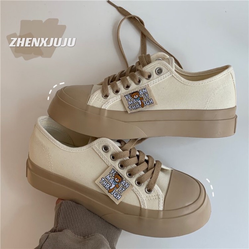 SẴN Giày nữ thể thao sneaker đi học đẹp trắng đen đế cao 5 cm big size JAENIA G007