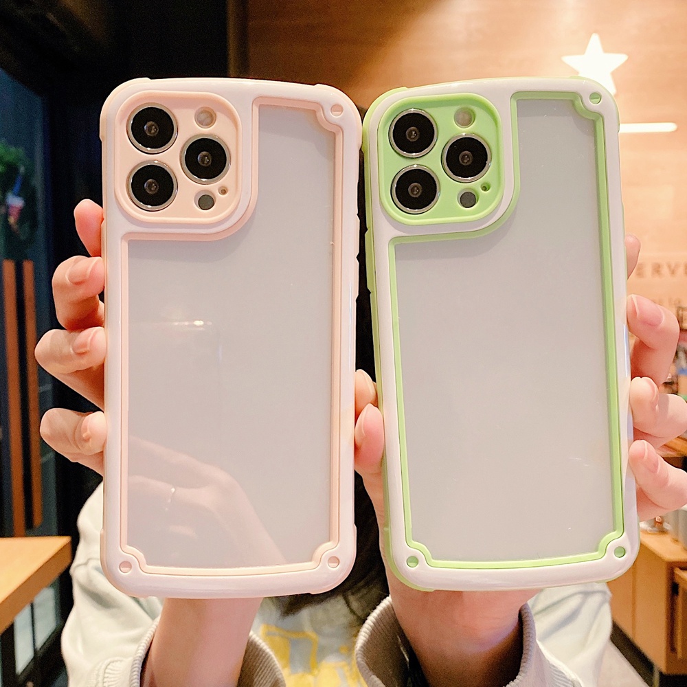 Ốp Điện Thoại Armor Trong Suốt Màu Kẹo Có Túi Khí Chống Sốc Cho iPhone 13 12 Pro Max