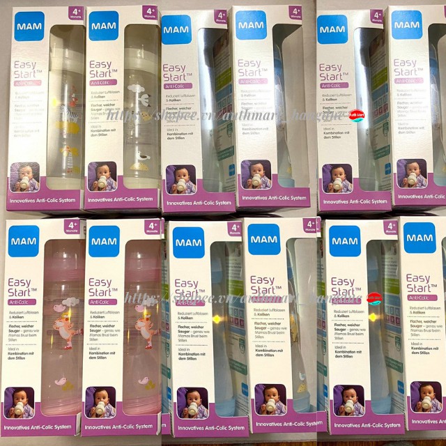 Bình sữa chống đầy hơi Mam Đức 160ml &amp; 260ml &amp; 320ml