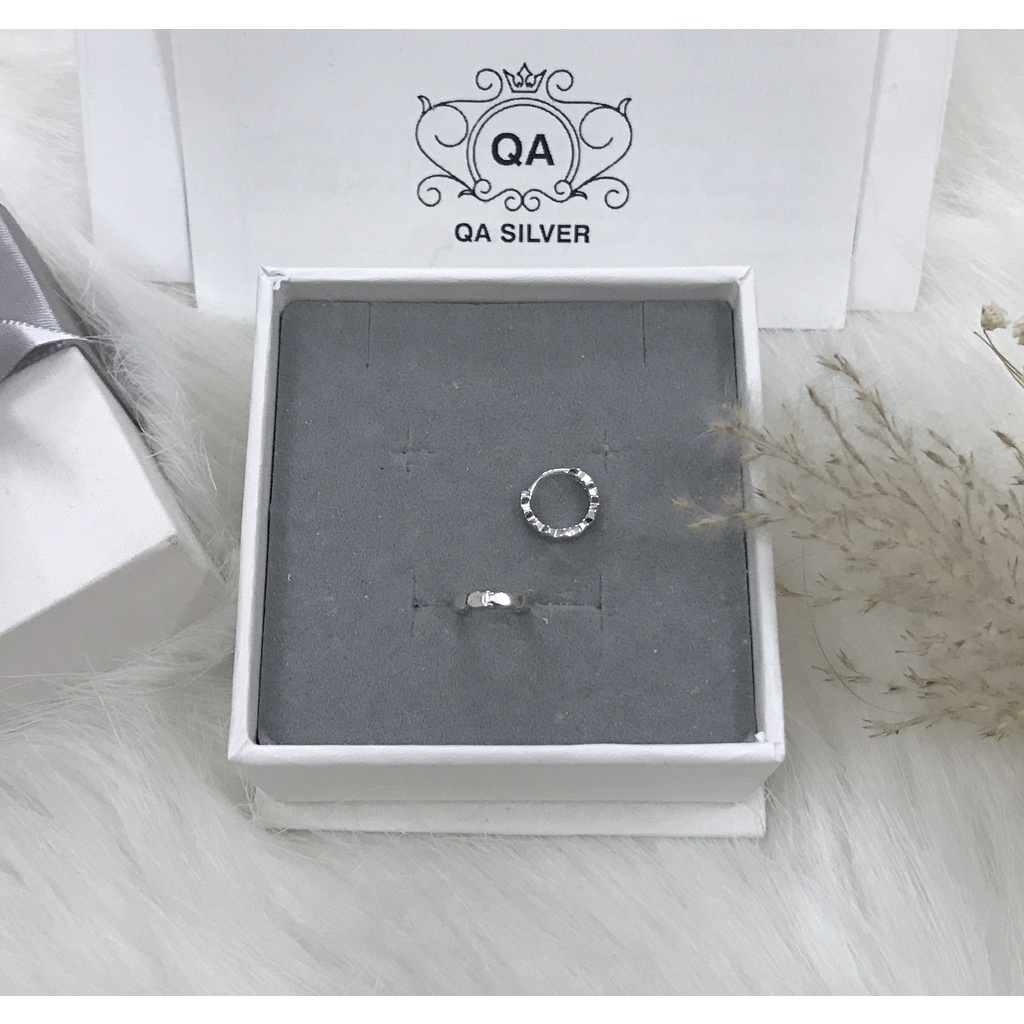 Khuyên tai bạc 925 tròn đa giác bông kẹp vành nam nữ S925 HOOP QA SILVER Earrings EA220502