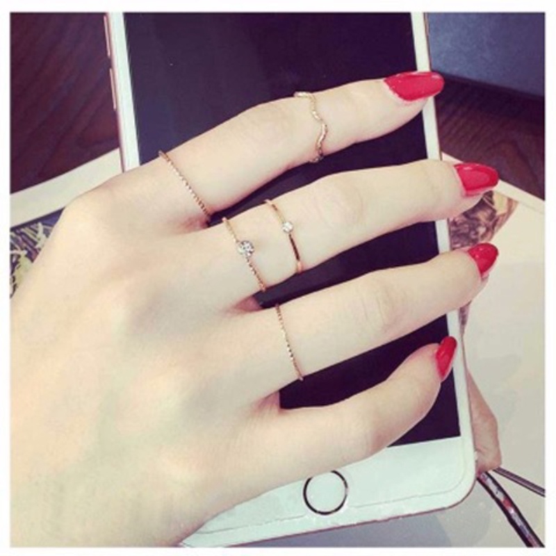 5 chiếc nhẫn Nhẫn thời trang thiết kế đơn giản