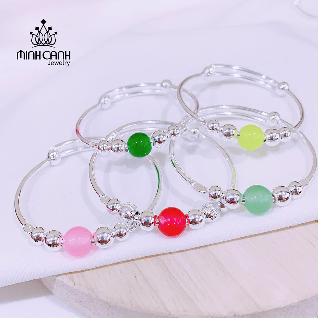 Vòng Tay Bạc Cho Bé Đính Đá Phong Thuỷ Nhiều Màu - Minh Canh Jewelry