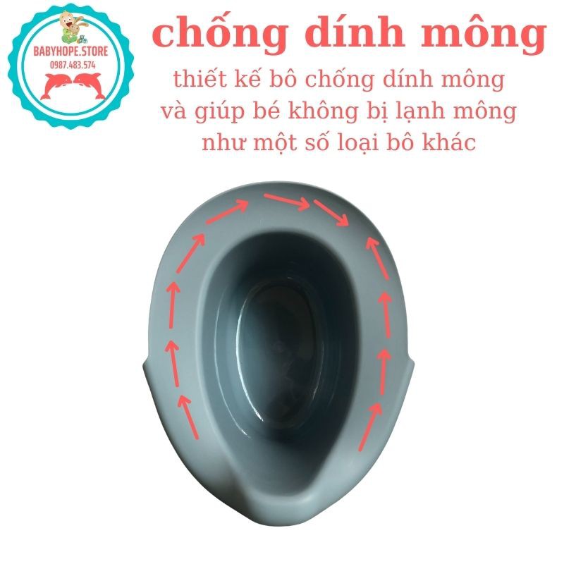 Bô vệ sinh trẻ em Hokori cho bé từ 6 tháng đến 5 tuổi chống trơn trượt có chỗ dựa và khay