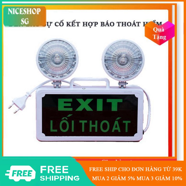 Đèn sự cố kết hợp báo thoát hiểm exit khẩn cấp chế độ led siêu sáng - GD0743