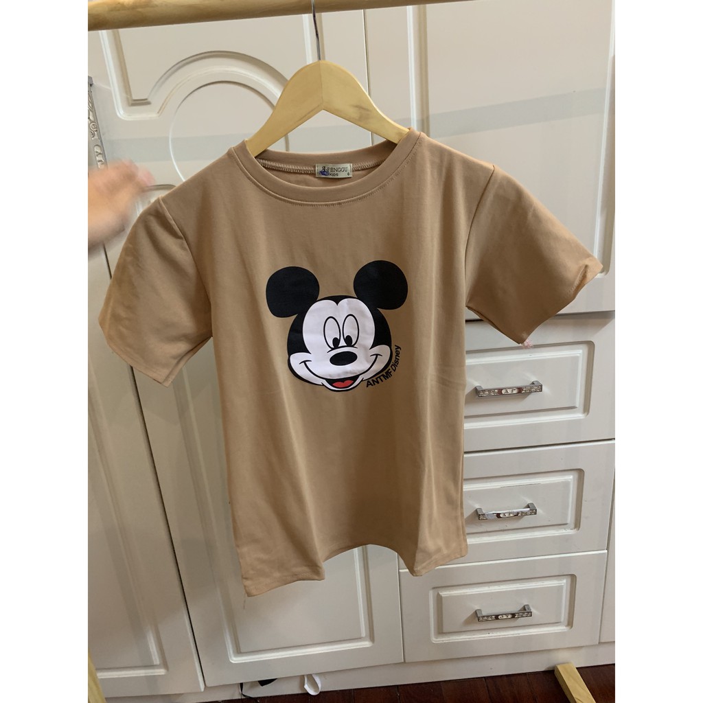 áo thun mickey cộc tay cổ tròn chất zip co giãn 4 chiều thương hiệu T-Linh có ảnh thật