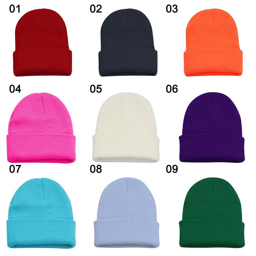 Mũ Beanie Dệt Kim Màu Trơn Dễ Thương 18 Màu Lựa Chọn