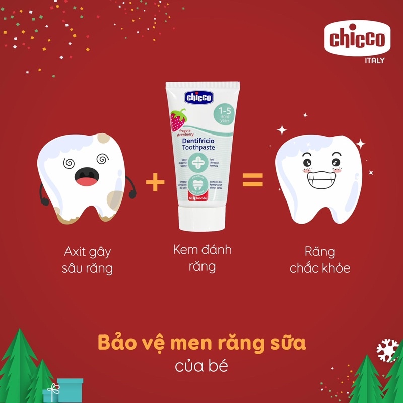 Kem đánh răng Chicco hương dâu cho bé 12m+