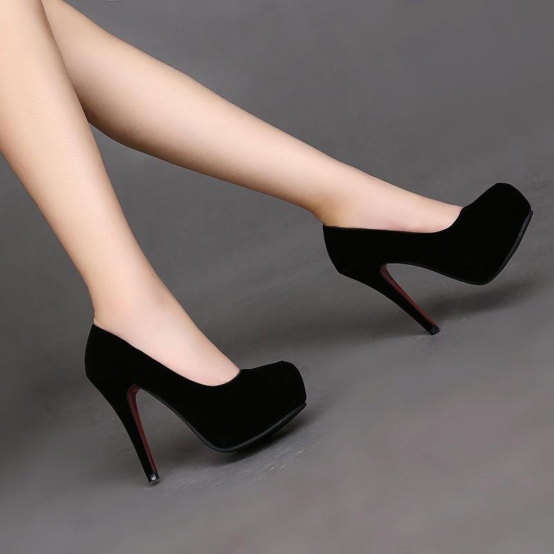 Giày Cao Gót 12Cm Da Lộn Mũi Tròn Chống Thấm Nước Thời Trang Xuân Hè 2020 Mới Cho Nữ