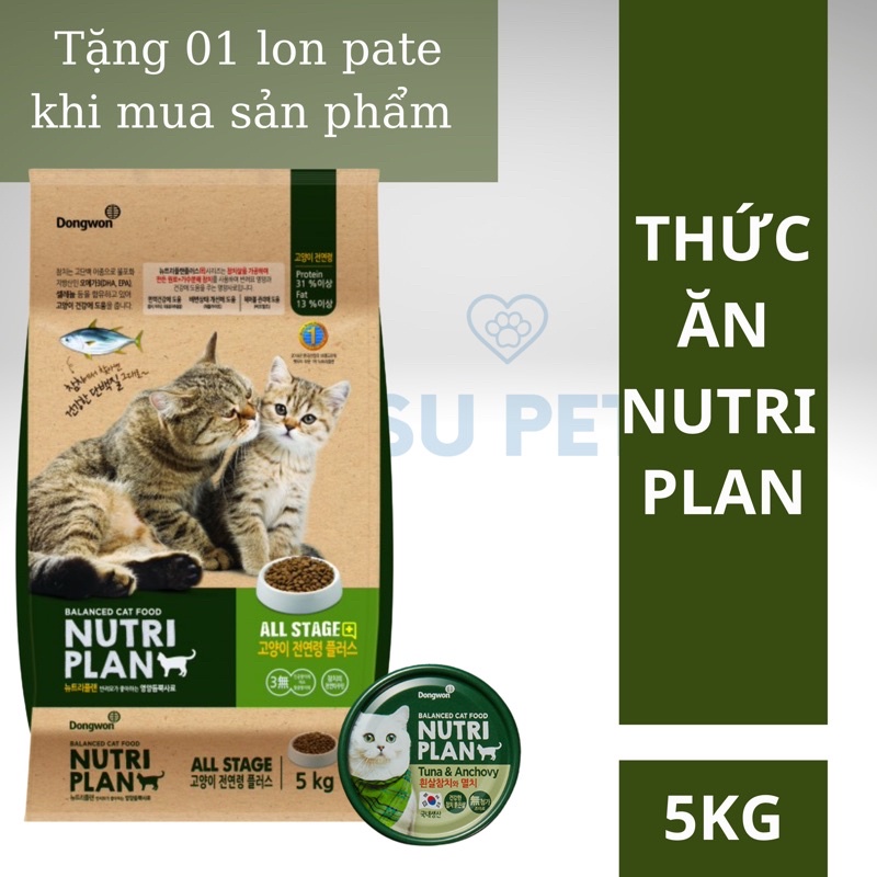 Hạt Nutri Plan cao cấp cho mèo mọi lứa tuổi 5KG - Tặng kèm 1 lon pate khi mua